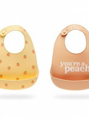 Pearhead You're A Peach Silicone Baby Bib Set 2-Pack